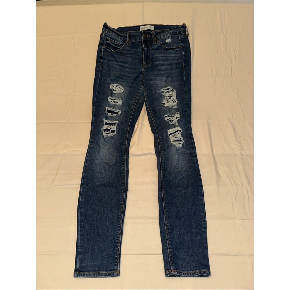 Mudd Skinny Jeans Women 9 Blue Excellent Distressed FLX Stretch JM83D022R1B
